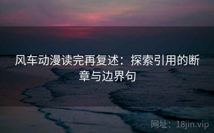 风车动漫读完再复述:探索引用的断章与边界句